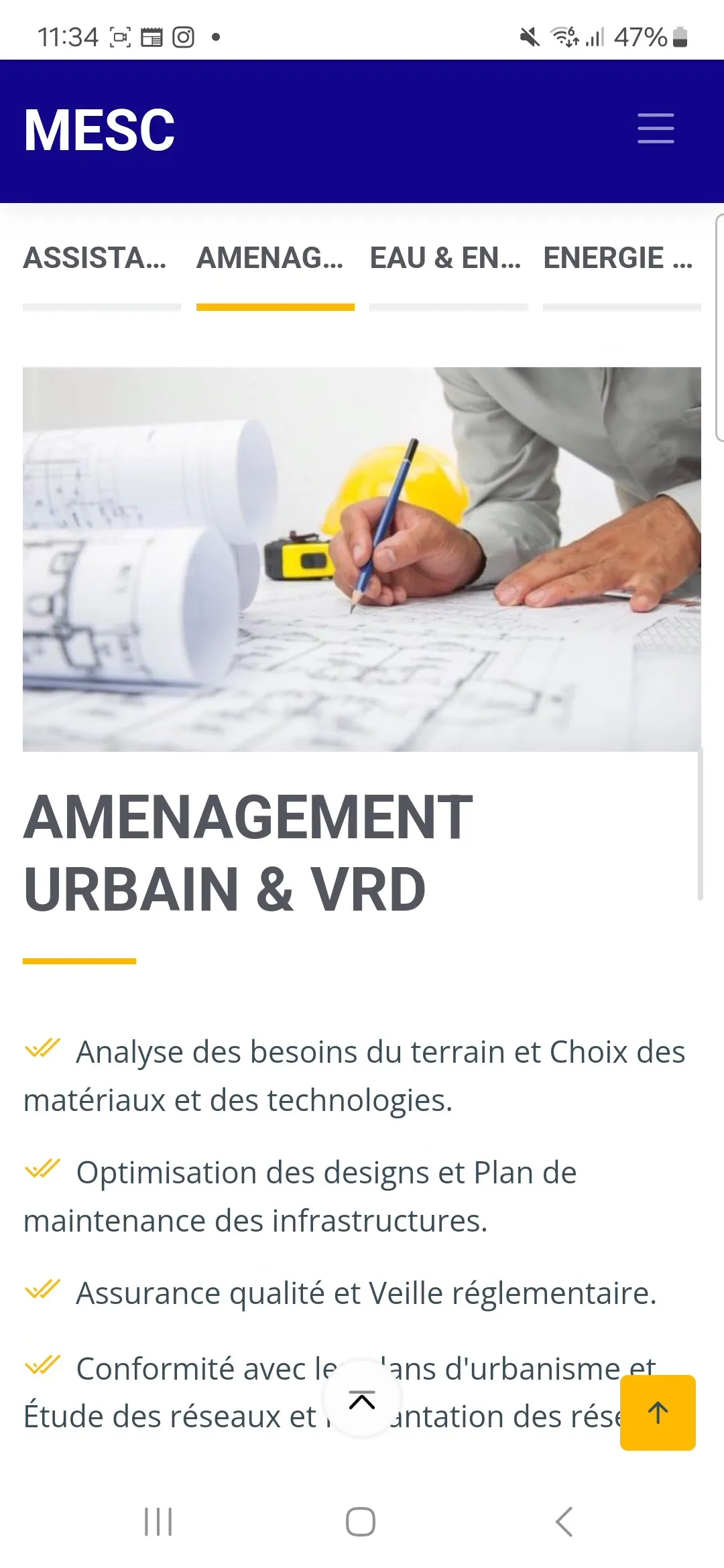 MESC — urban development service page on mobile